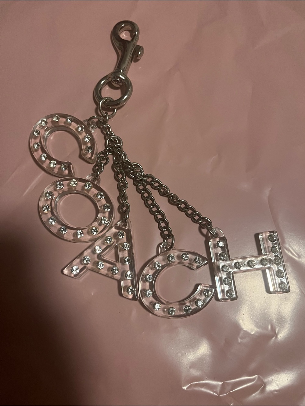 Y2K Coach Silver Crystal COACH Letter Key Charm